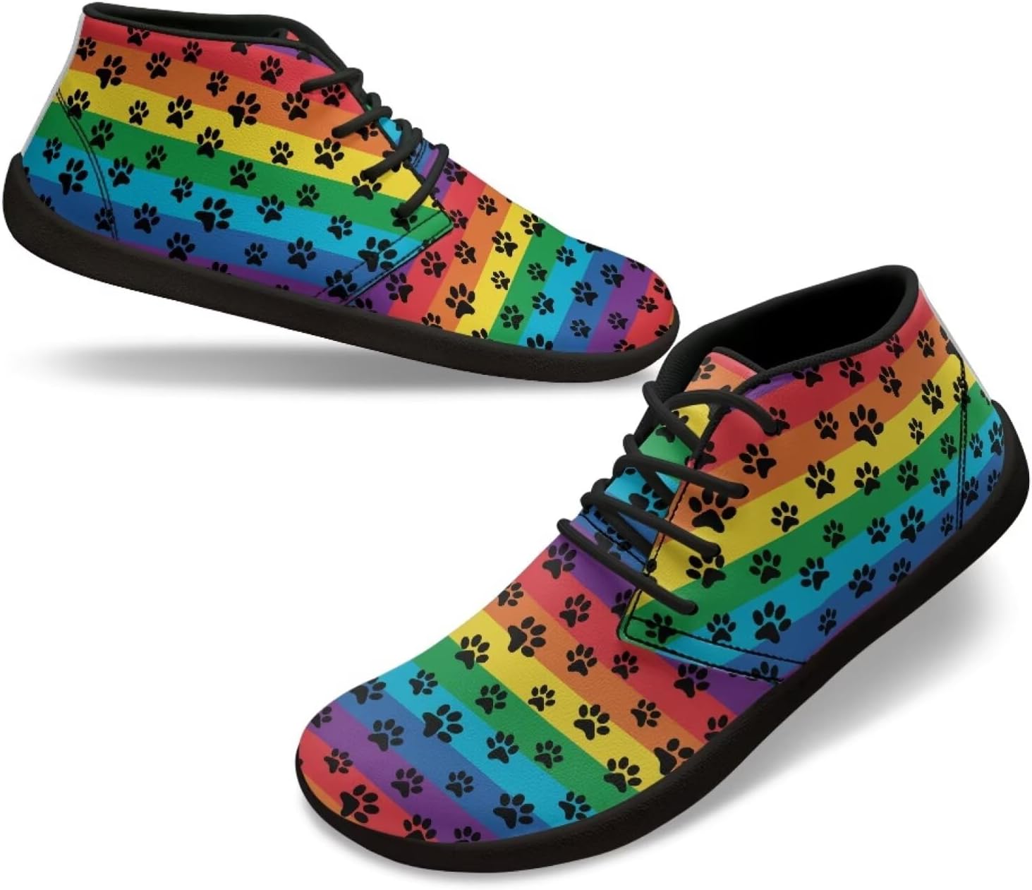

Мужские кроссовки для ходьбы босиком, с широким носком, стильные, с нескользящей подошвой и нулевым перепадом высоты Xixirimido, Dog Paws Rainbow