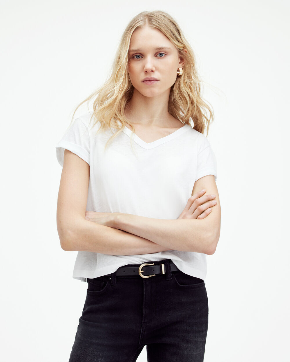 

Футболка Anna с V-образным вырезом и короткими рукавами AllSaints, белый