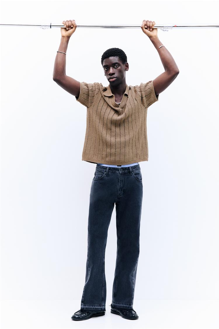 

Трикотажная рубашка-поло с коротким рукавом Pull And Bear, охра