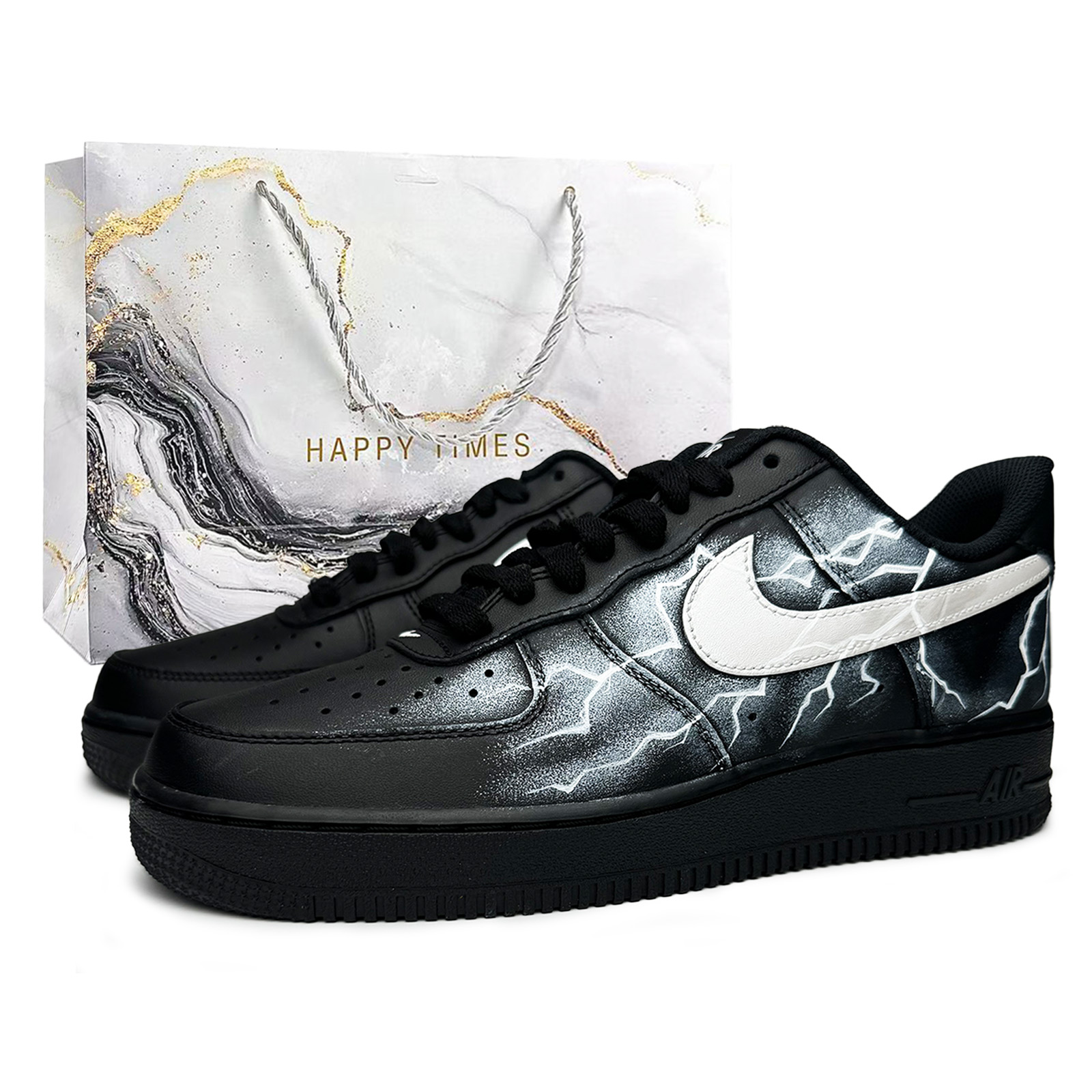 Nike Кроссовки Air Force 1 Silver Lightning для скейтбординга, увеличивающие рост, унисекс, черно-серебристые