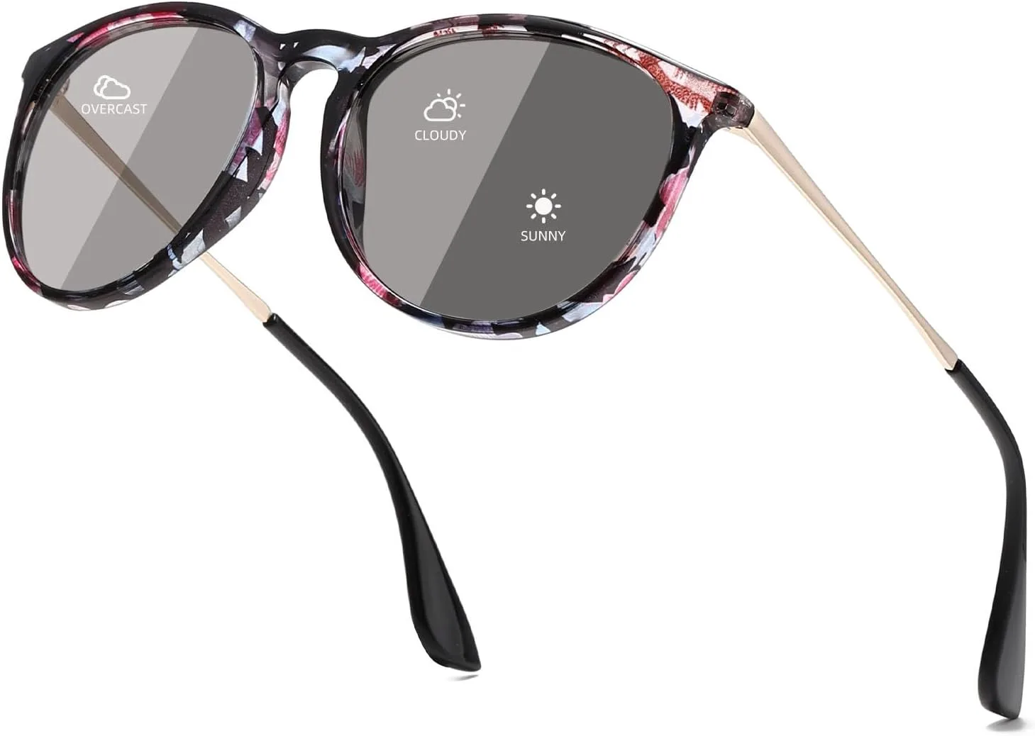 

Очки ночного видения для женщин — поляризованные очки ночного видения HD с антибликовыми желтыми линзами D Lolylad, Flower Photochromic Driving Sunglasses