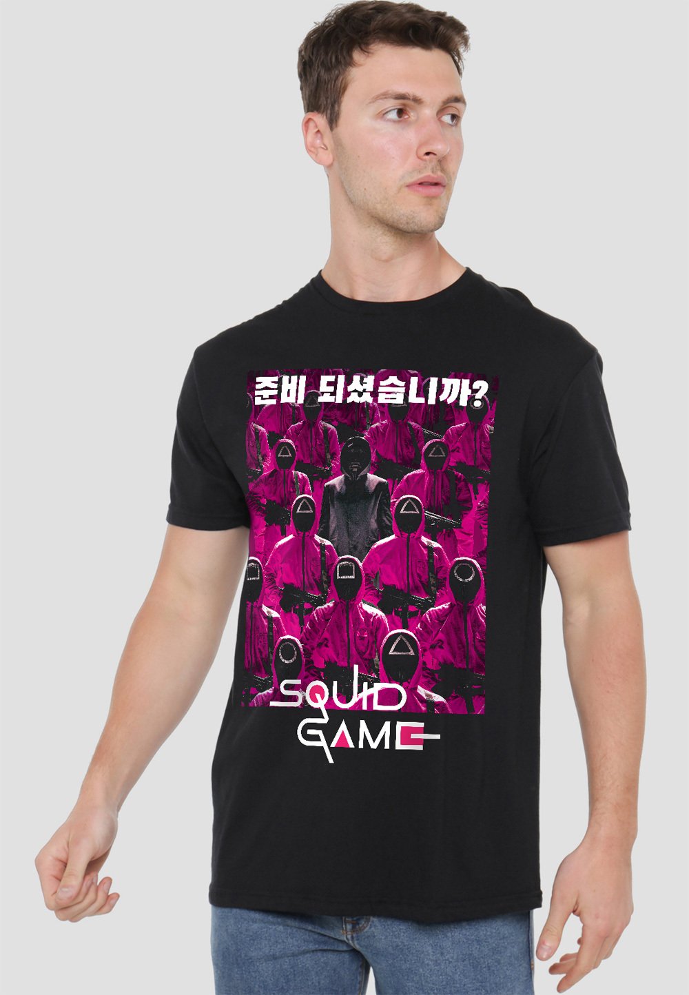 

Футболка с принтом SQUID GAME GUARD GROUP KOREAN NETFLIX, черный