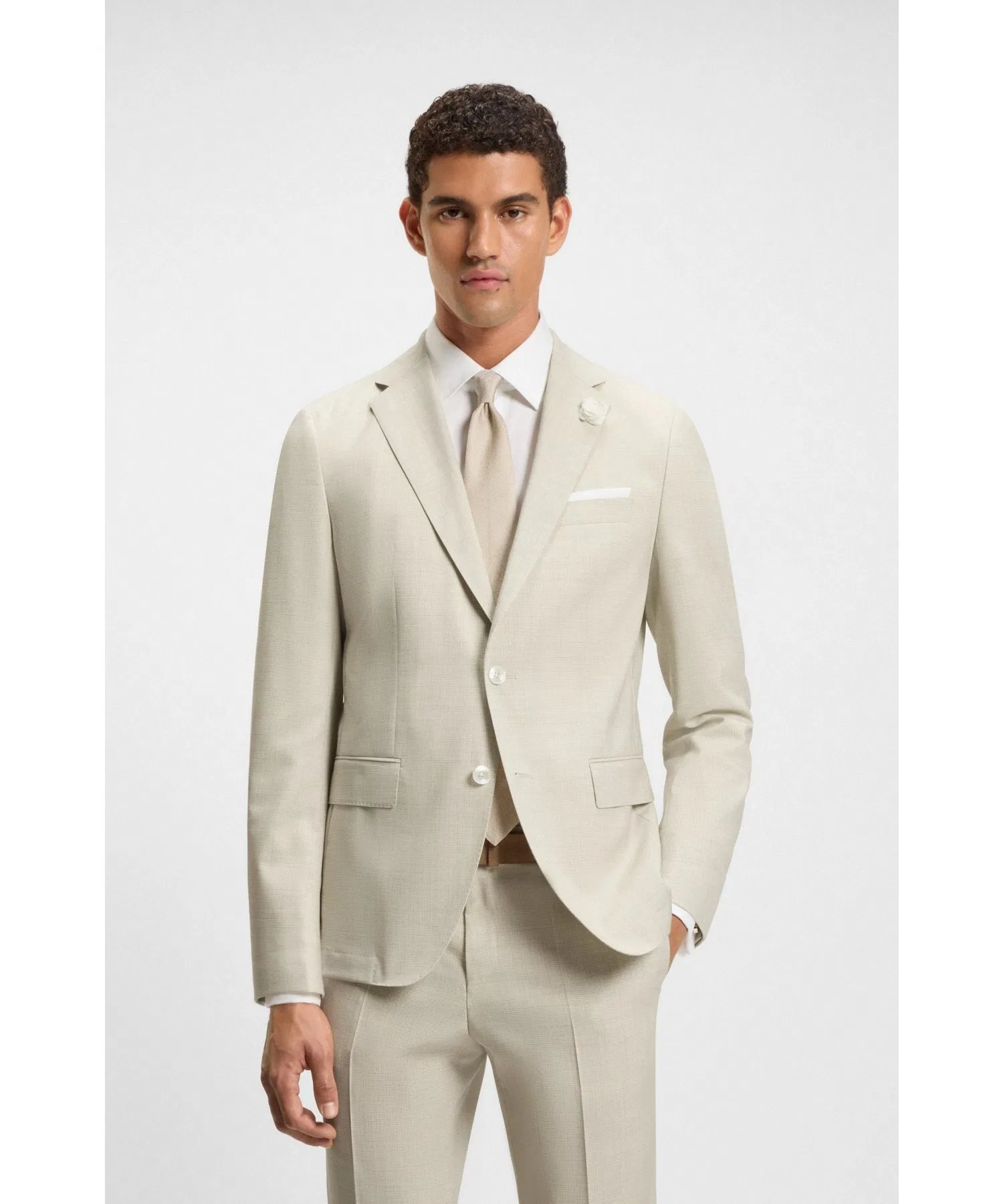 Мужской пиджак BOSS Slim Fit из шерсти белый