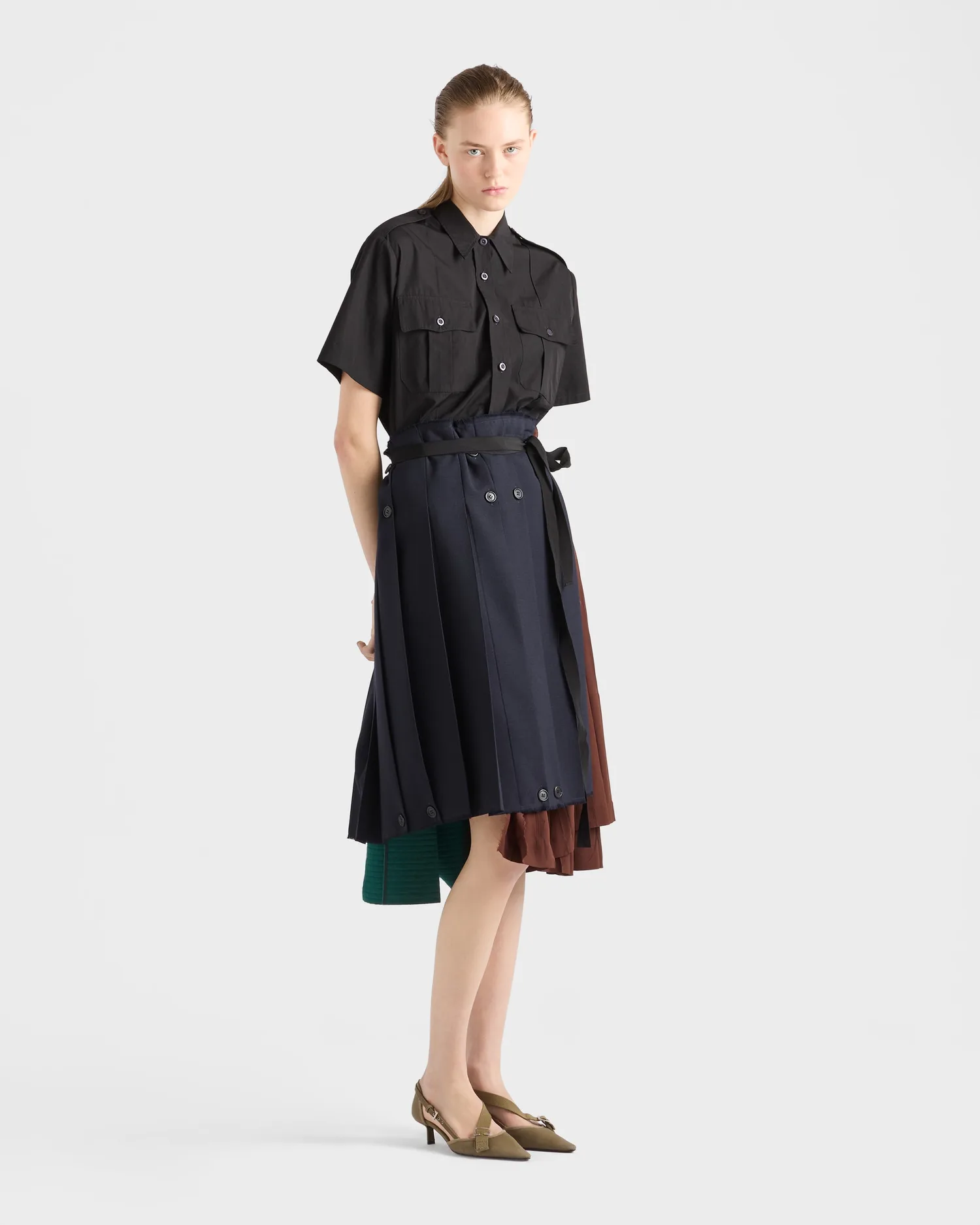 Юбка с лоскутным шитьем из ткани Rush stitch Prada, синий — фото 2