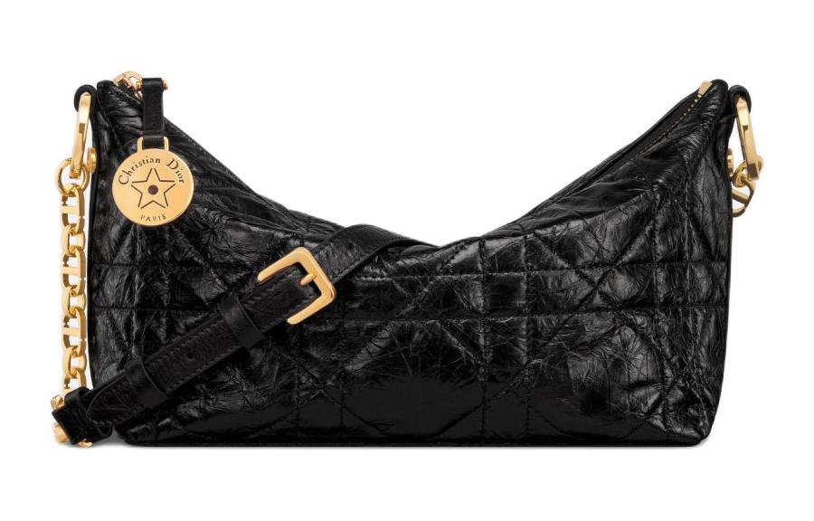 

DIOR Сумка через плечо из мятой коровьей кожи, женская, черная