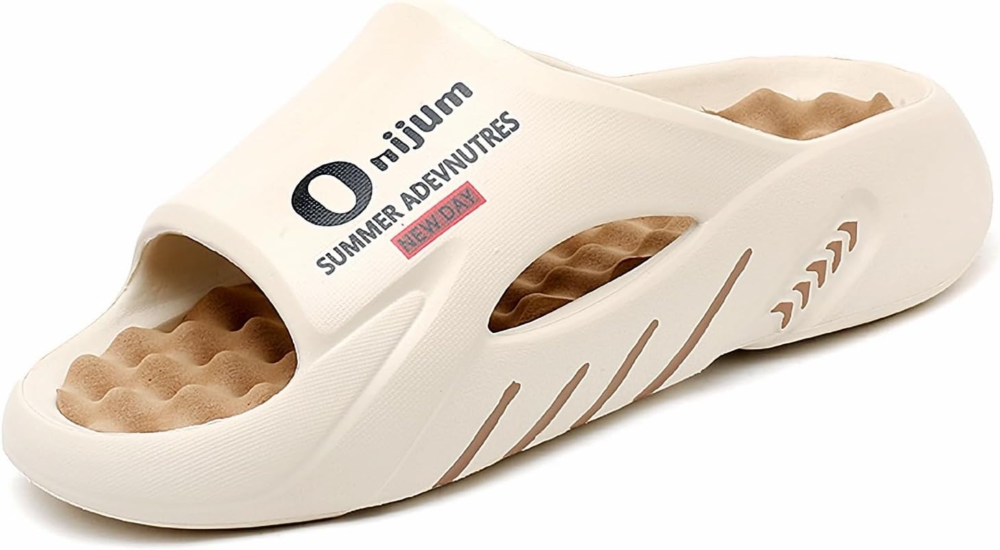 

Мужские домашние тапочки WARKTMY с мягкой подошвой, легкие, для душа, с акупрессурным эффектом и открытым носком, для ходьбы дома и на улице, коричневый