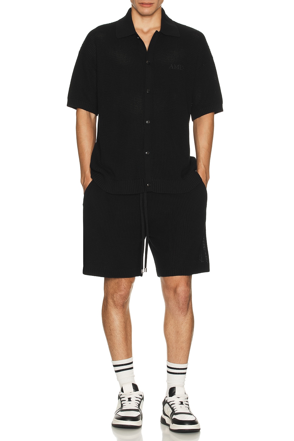 

Короткие шорты с ажурной вязкой крючком Amiri, Black