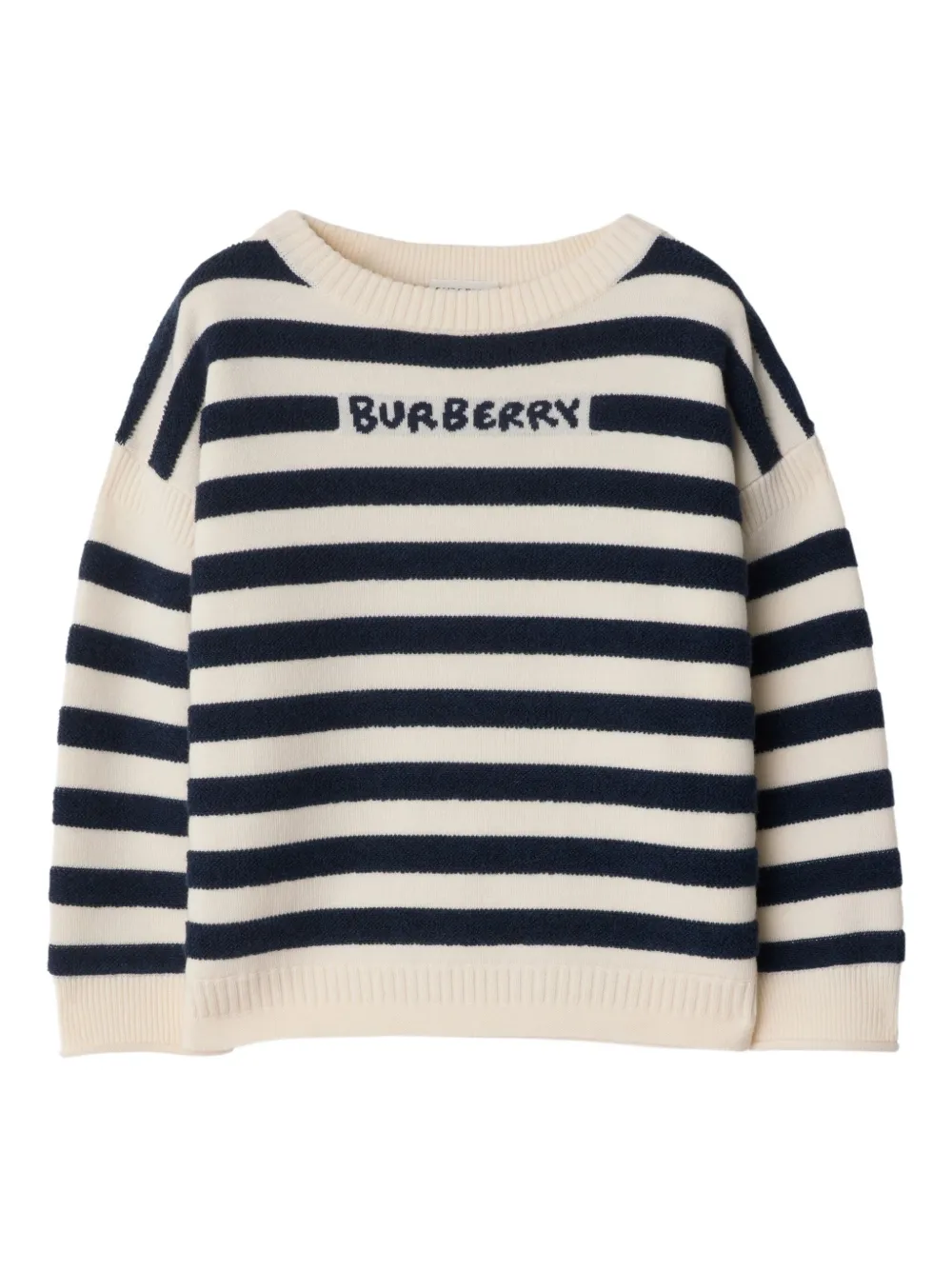 

Полосатый шерстяной свитер с логотипом BURBERRY KIDS, нейтральный