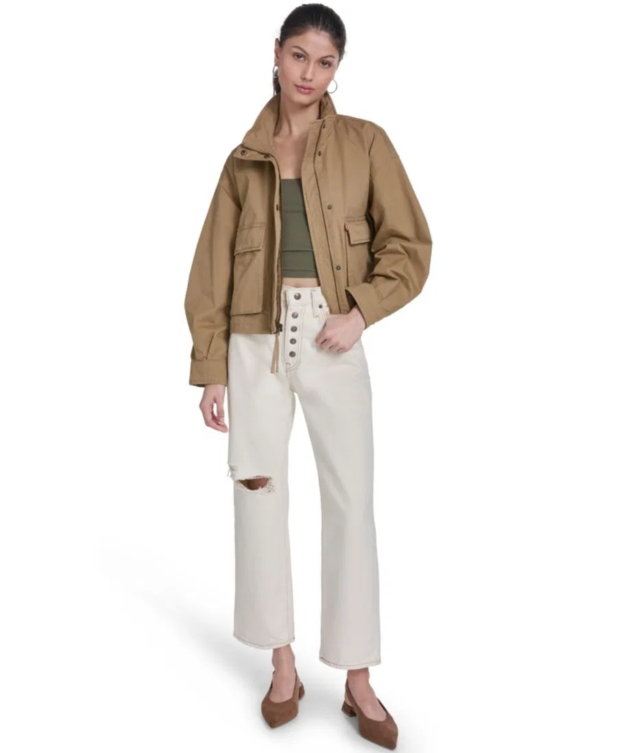 Женская укороченная куртка из армейской одежды Levi's, Camel — фото 2