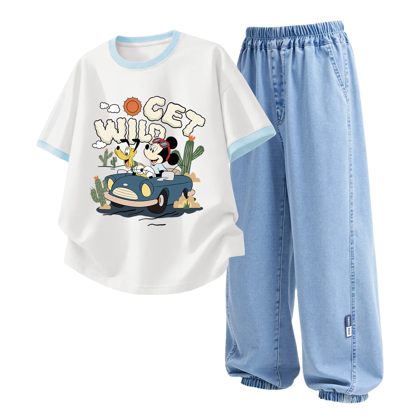 Детский спортивный костюм Disney Casual Sportswear 2 Piece Set, кремово-голубой и джинсово-голубой — фото 3