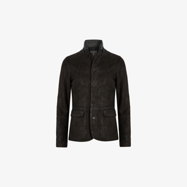 

Обзор двухслойного кожаного блейзера Allsaints, серый