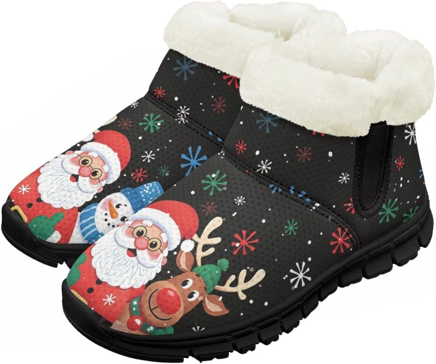 

Детские зимние сапожки для мальчиков и девочек, утепленные искусственным мехом, ботильоны до щиколотки с противоскользящей подошвой для малышей, детей младшего и старшего возраста Chririnla, Santa Snowman Reindeer