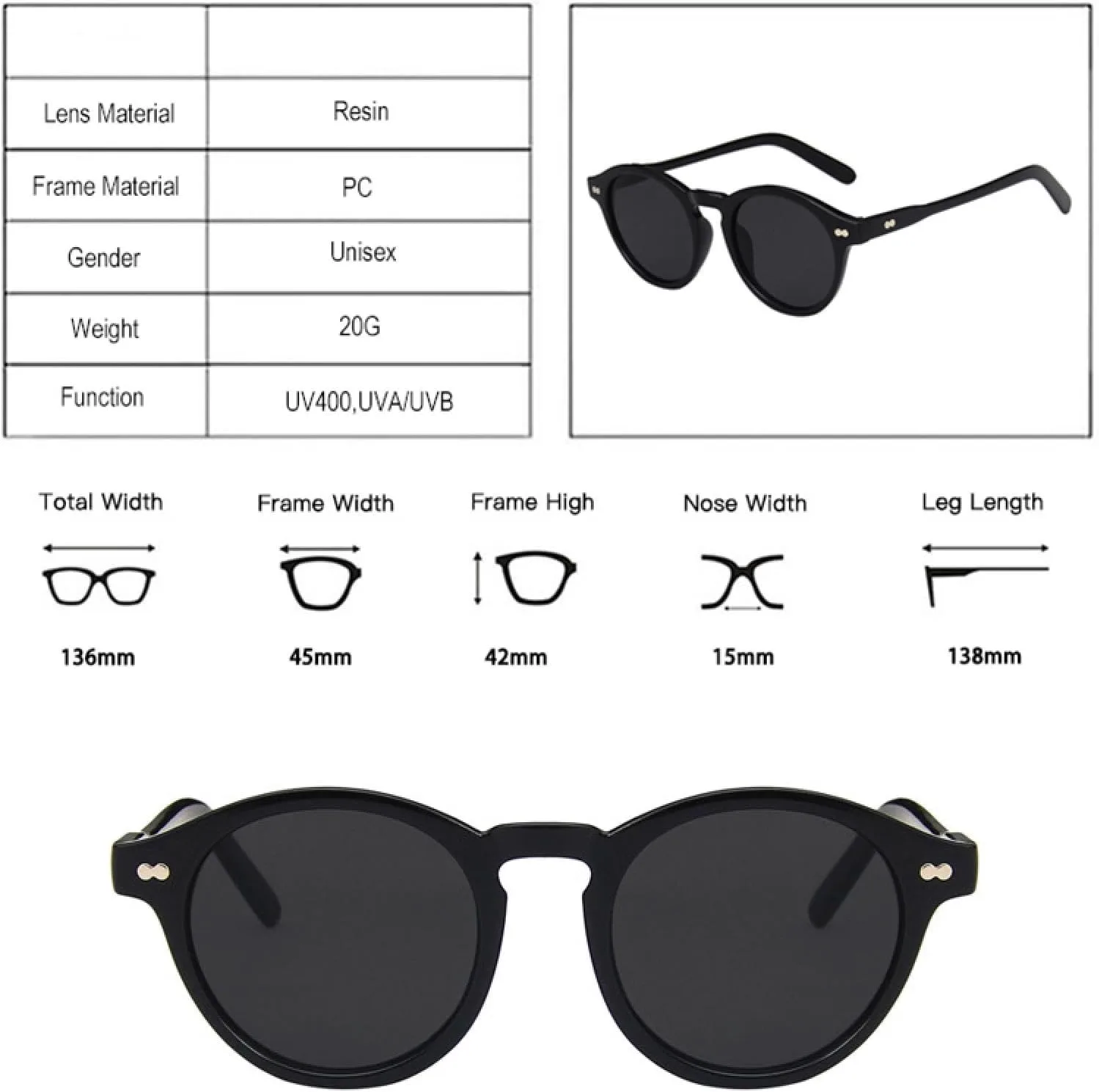 

Солнцезащитные очки с защитой от УФ-излучения UV400 для женщин и мужчин | Круглые линзы цвета «конфетный лак» | для занятий спортом на открытом воздухе DSVIGF, 04