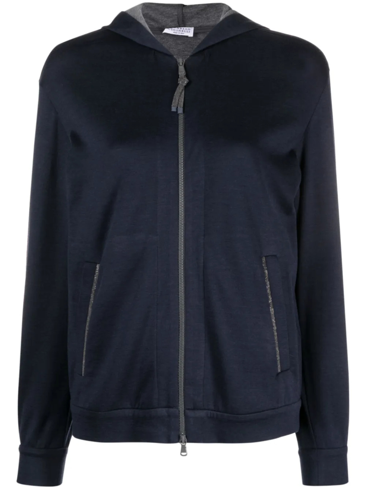 

Brunello Cucinelli худи на молнии с декором Monili, синий