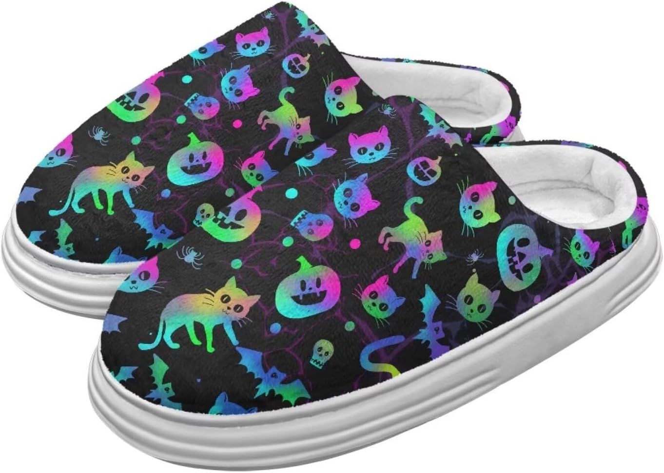

Домашние тапочки Chririnla для женщин и мужчин с эффектом памяти, толстая EVA подошва, мягкие, без застежки, противоскользящие, уютные, для дома и улицы, Halloween Cat Pumpkin Print