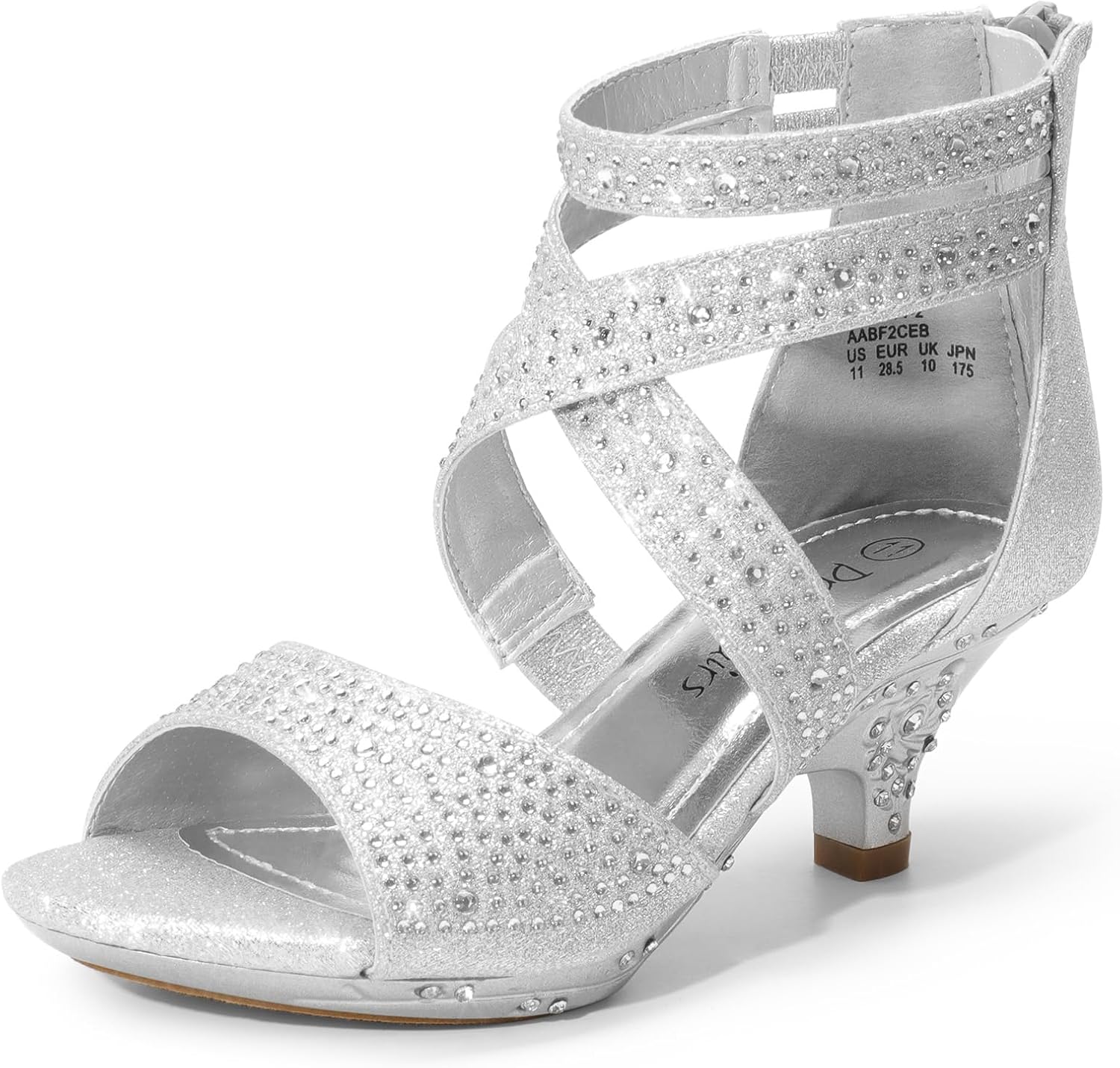 

Сандалии для девочек DREAM PAIRS с низким каблуком, серебряный