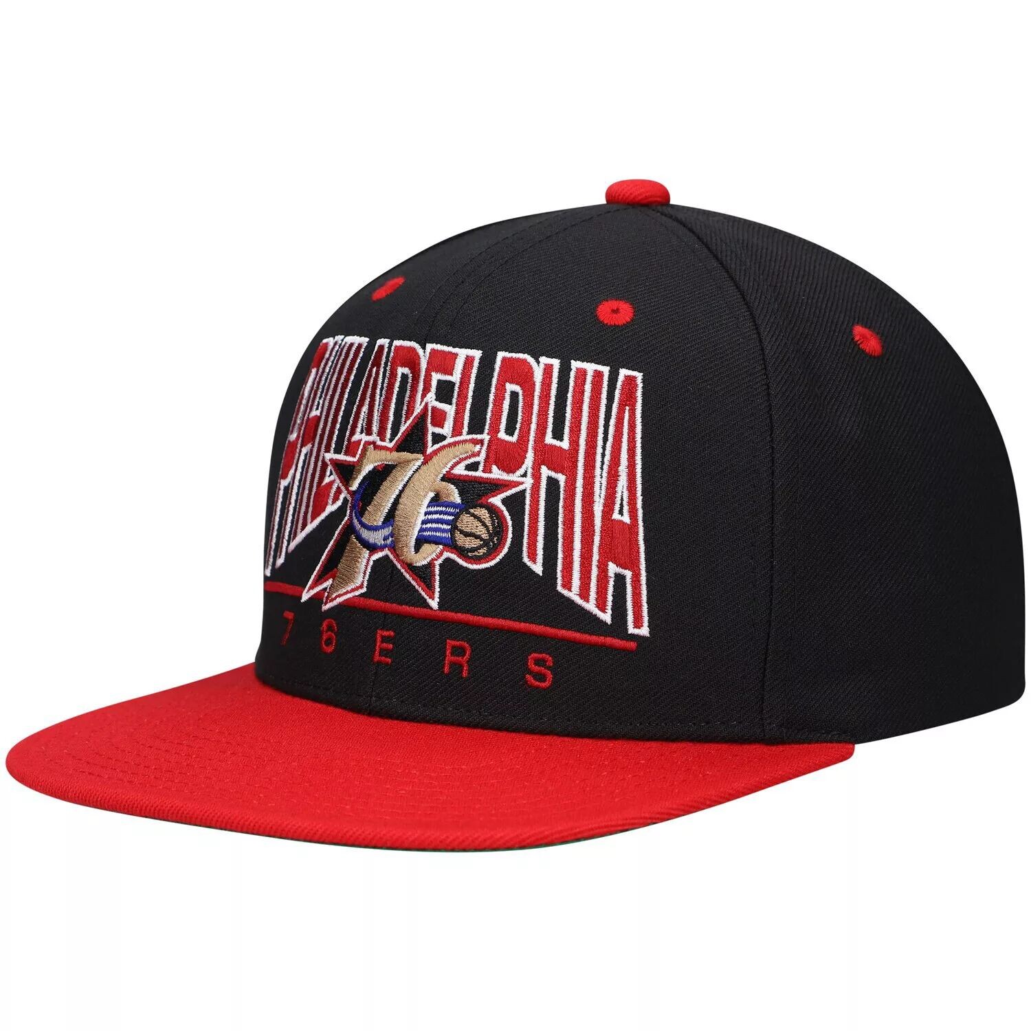 

Мужская черная кепка Mitchell & Ness Philadelphia 76ers Hardwood Classics City Arch Snapback