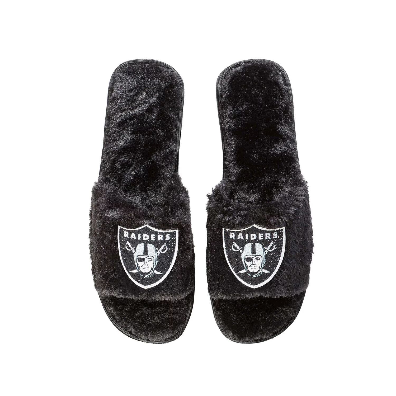 

Женские черные тапочки FOCO Las Vegas Raiders со стразами