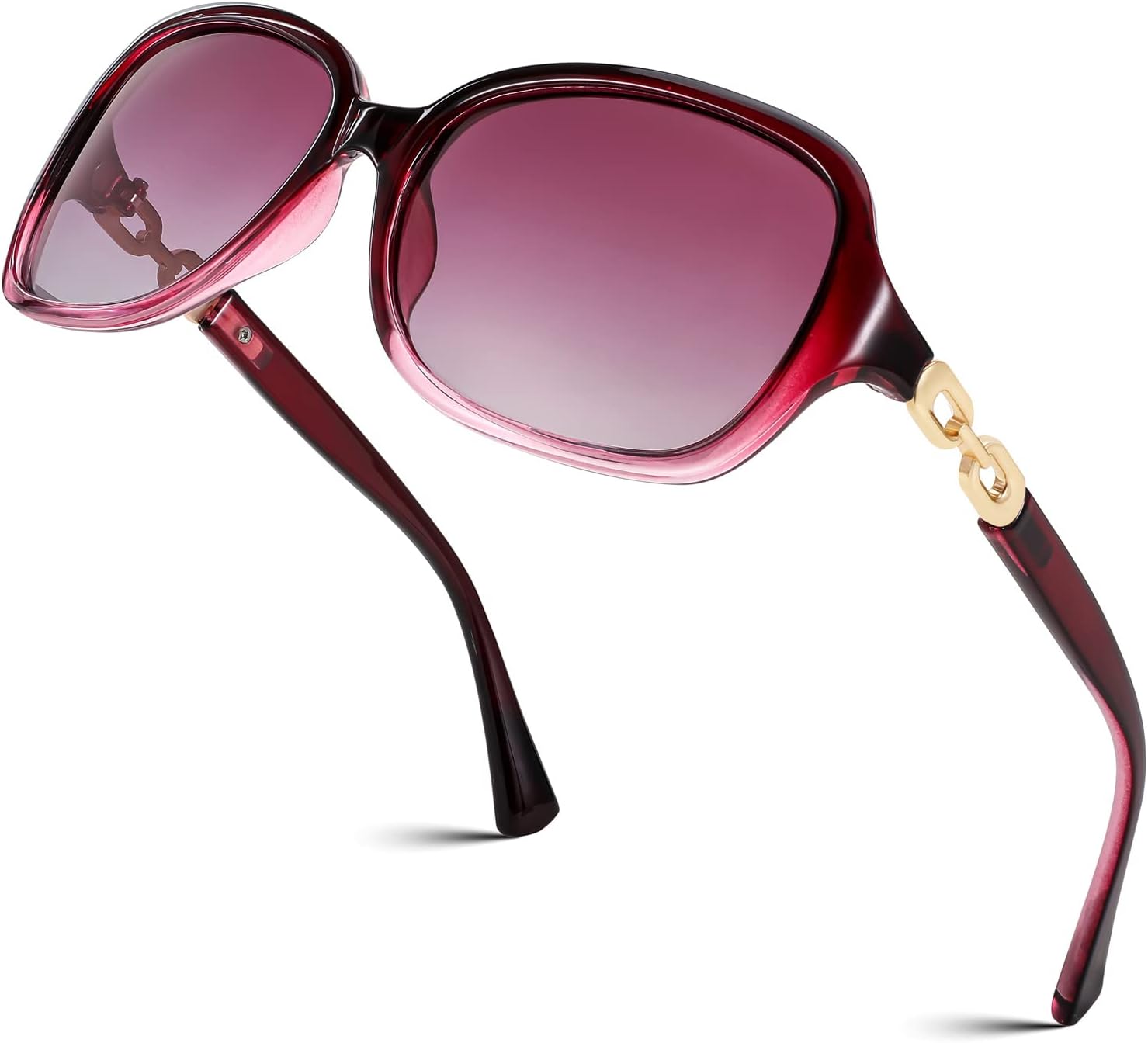 

FEISEDY Винтажные квадратные поляризованные солнцезащитные очки для женщин UV400 для путешествий и вождения, модные дугообразные солнцезащитные очки B2526, Purple Frame & Gradual Purple Lens