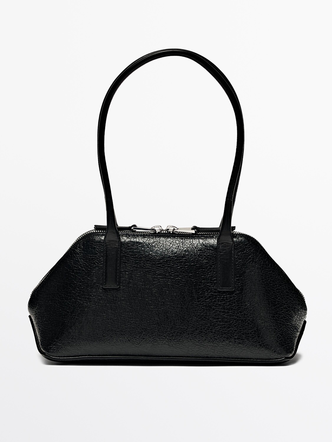 

Длинная сумка из кожи наппа Massimo Dutti, черный
