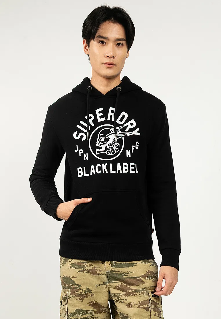 Толстовка с капюшоном, Label Superdry, черный