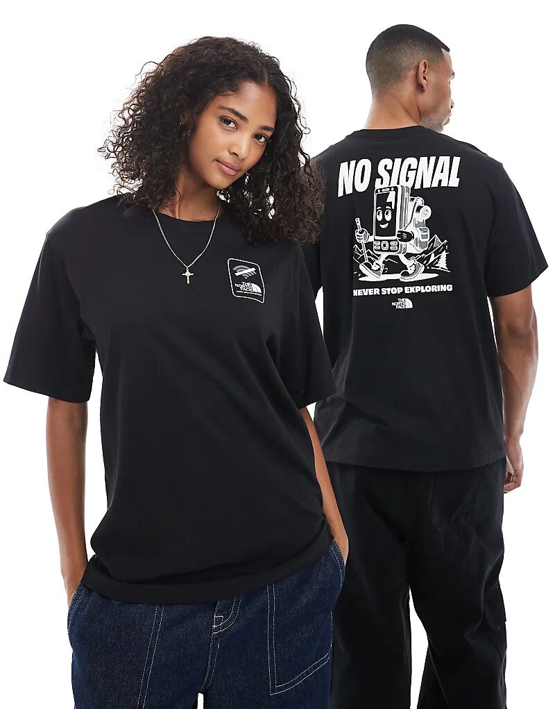 

Футболка унисекс с принтом на спине North Face No Signal черного цвета