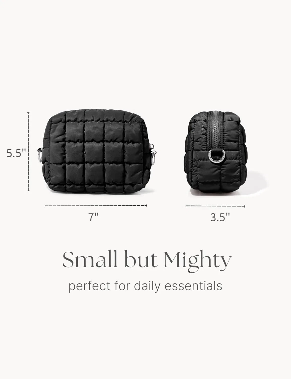 Женская косметичка Unilily Puffy, черная, S, стеганая Unilily, Black — фото 2