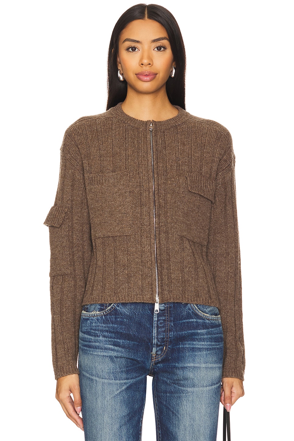 

Кардиган на молнии Moussy Vintage, коричневый