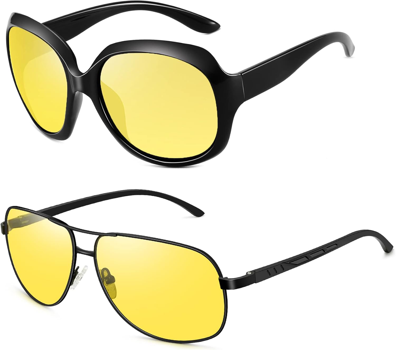 

Комплект очков для ночного вождения Joopin Jackie O & Pilot, модные очки ночного видения с антибликовым покрытием, желтые солнцезащитные очки с защитой от УФ-излучения, стильные солнцезащитные очки для ночного времени, Yellow