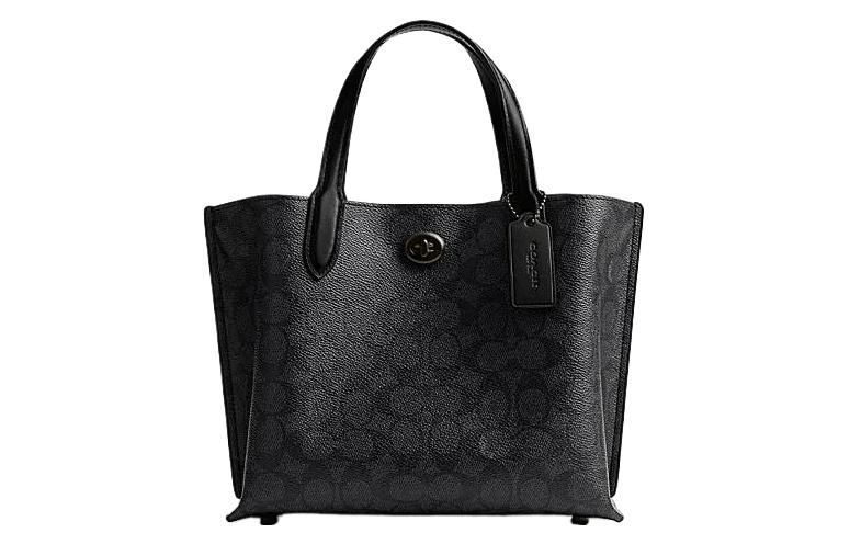 

Сумка-шоппер Willow PVC с текстилем среднего размера женская черная COACH