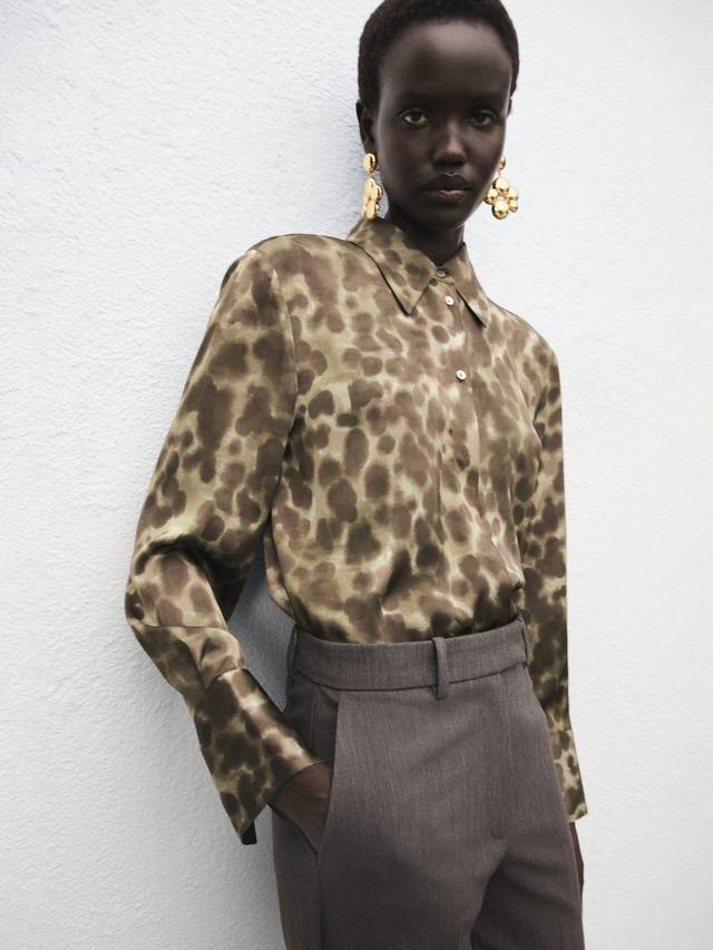 

Камила в горошек атласная блузка Mango, Brown