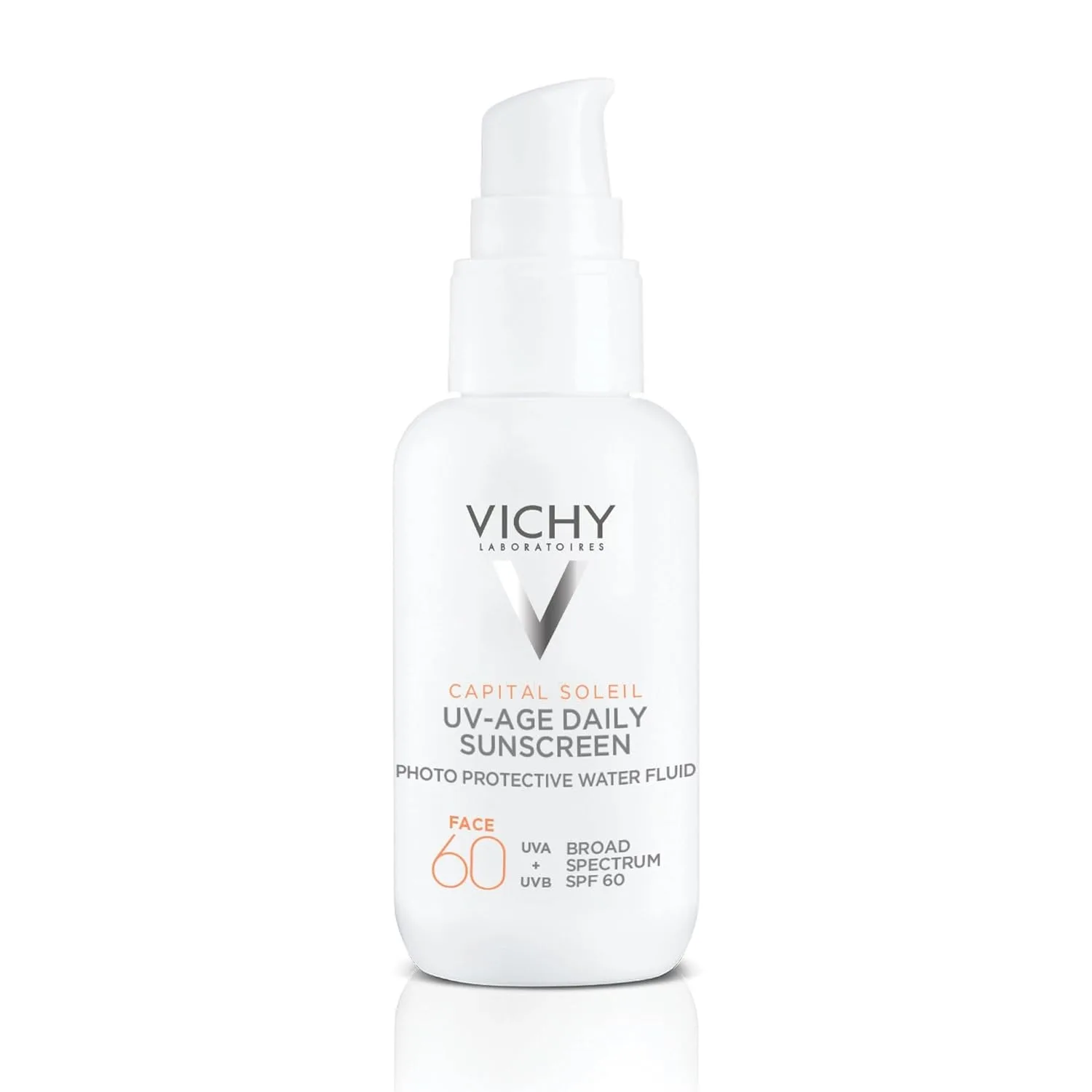 Vichy Capital Soleil UV-Age Daily SPF 60, антивозрастной солнцезащитный крем для лица SPF 60, гиалуроновая кислота + пептиды + витамин C, широкий спектр защиты, невидимый на коже, Invisible