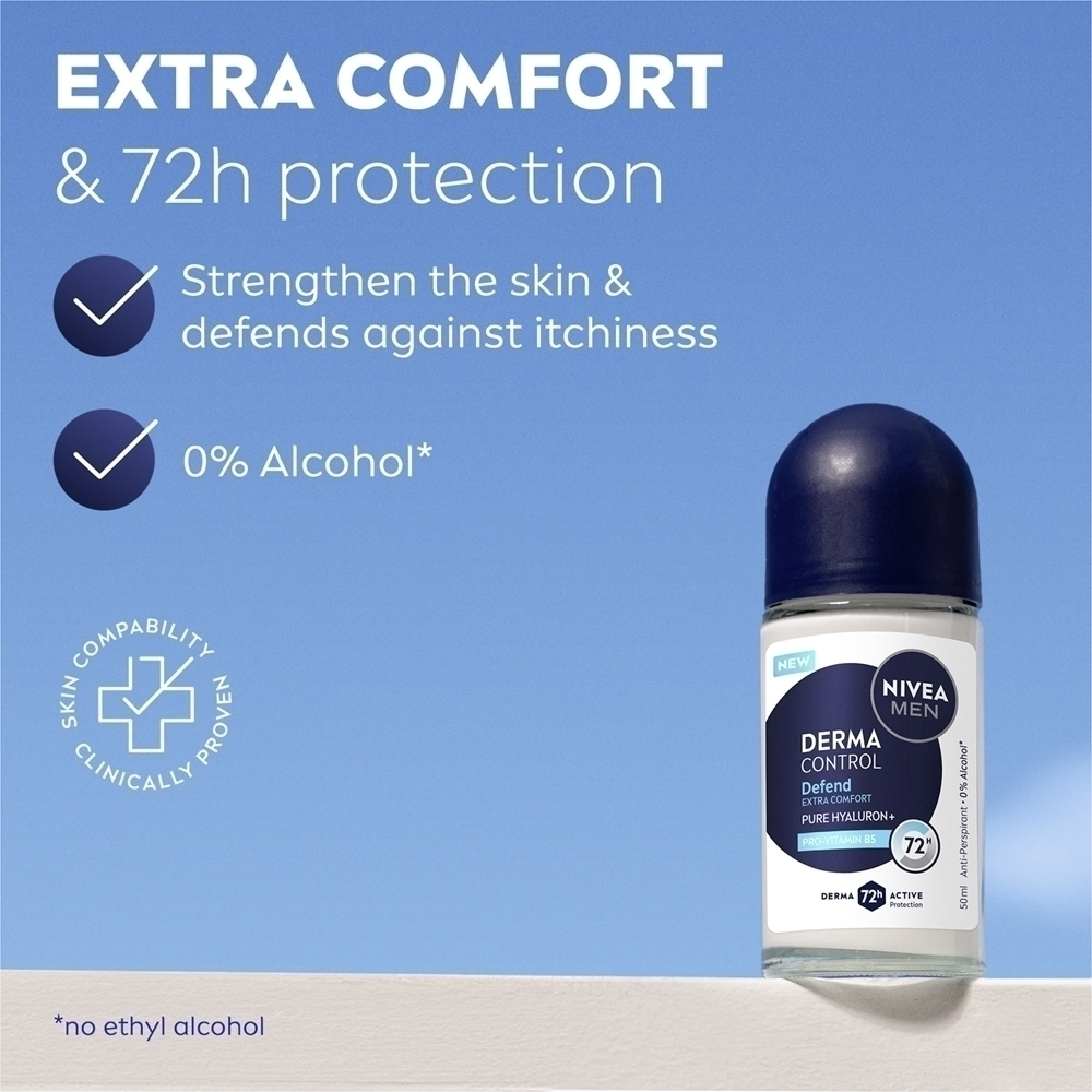 Роликовый антиперспирант Men derma control defend для мужчин Nivea, 50 мл — фото 2
