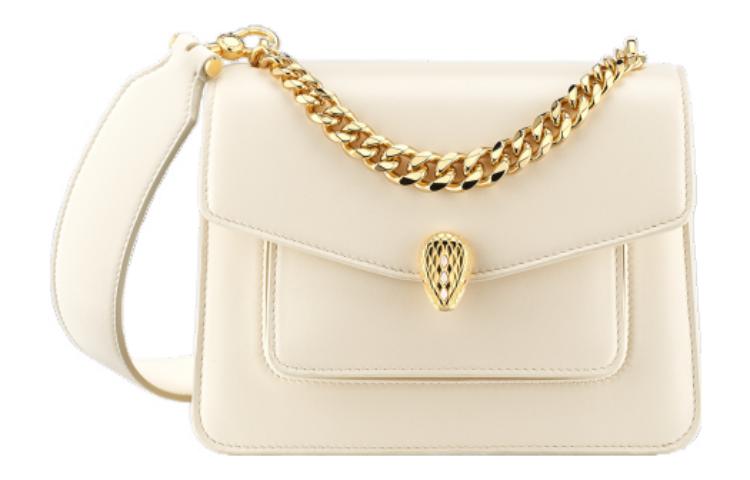 

BVLGARI Сумка через плечо Serpenti Forever из ягненка малая женская цвета слоновой кости опалово-белая