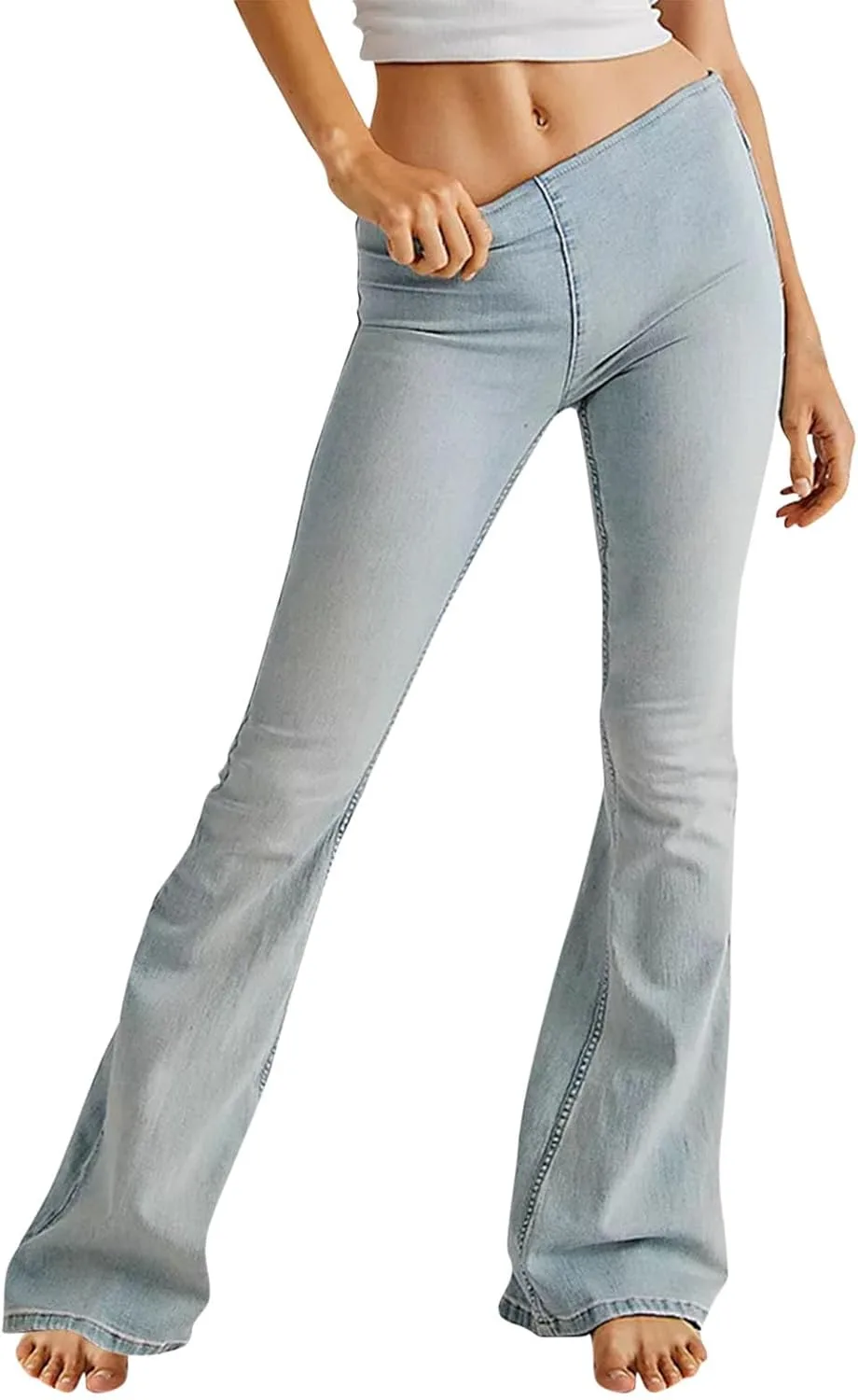 

NATHGAM женские джинсы mid rise с молнией flare denim