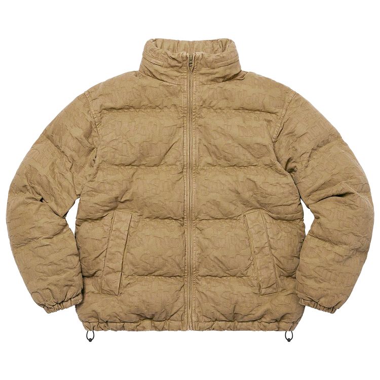 

Куртка Supreme Fat Tip Jacquard Denim Puffer Jacket 'Olive', желто-коричневый