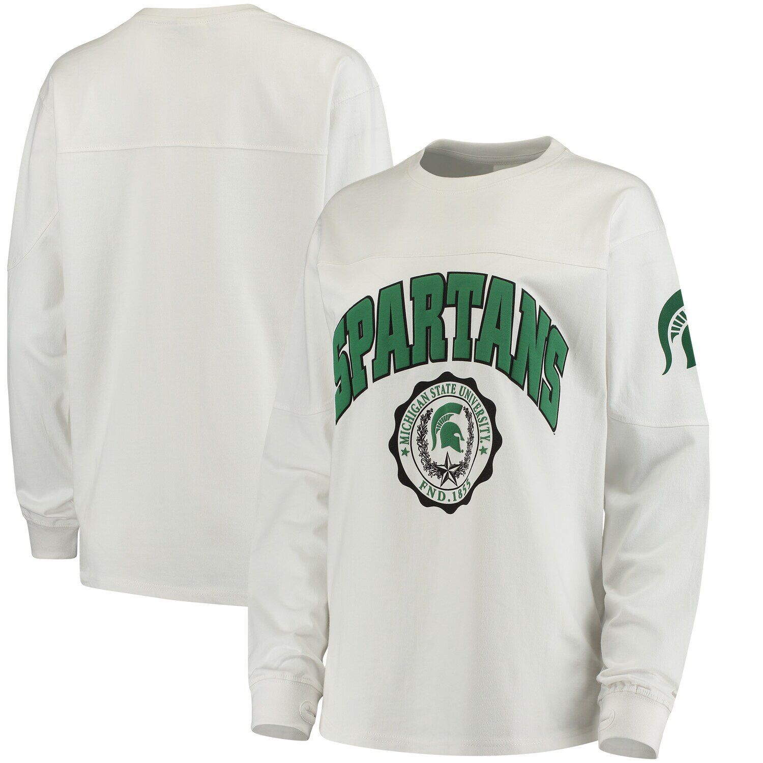 

Белая женская футболка с длинным рукавом Michigan State Spartans Edith, Белый, Белая женская футболка с длинным рукавом Michigan State Spartans Edith