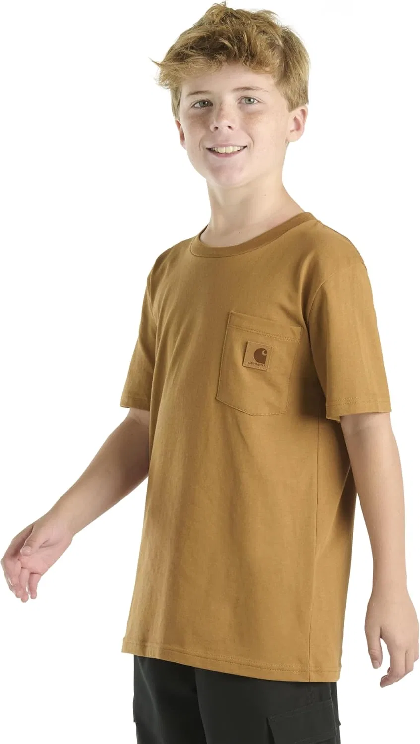 Футболка детская с карманом Carhartt, коричневый — фото 3