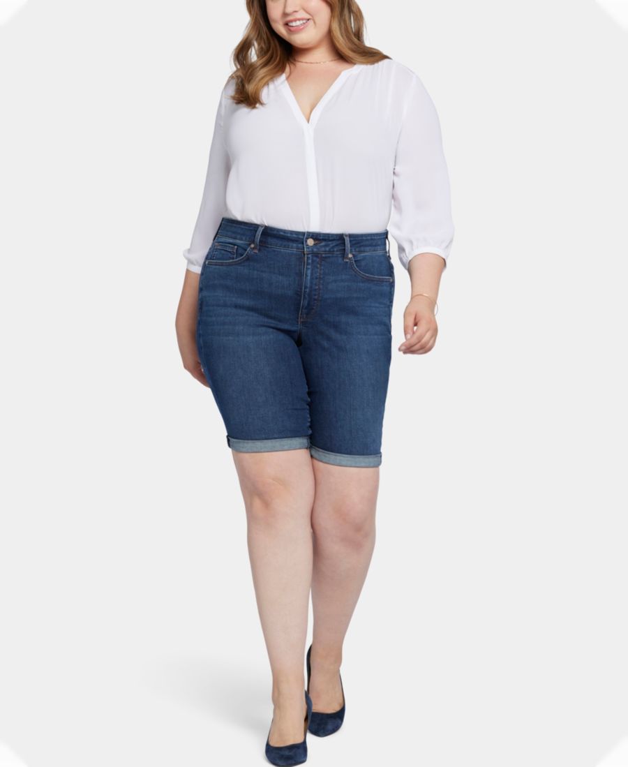 

Джинсовые шорты Briella больших размеров с подвернутыми манжетами NYDJ, Gold Coast