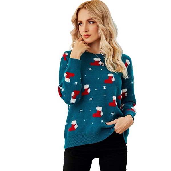 

Женский свитер с забавным Сантой для рождественской вечеринки Clearflower, Blue