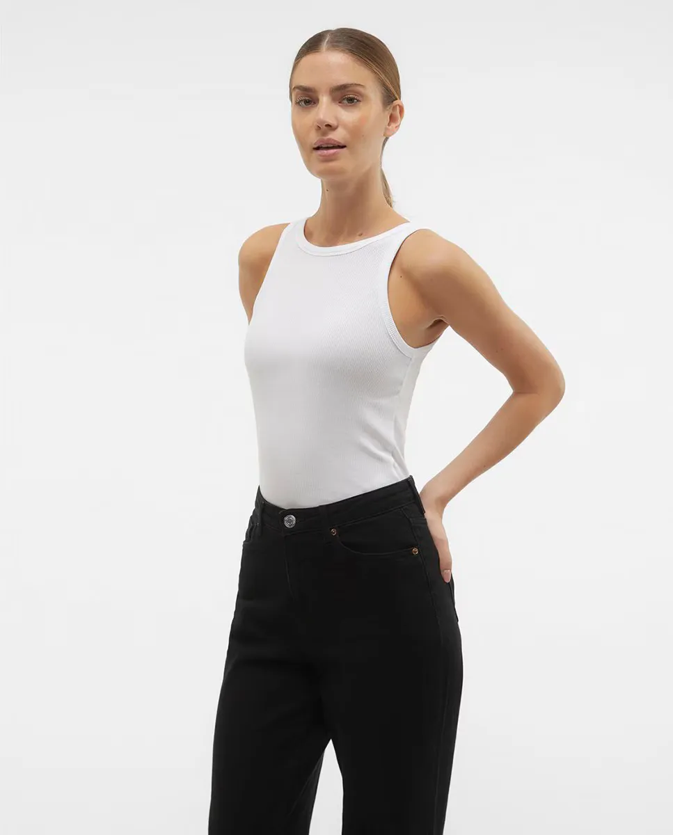 

Топ без рукавов в рубчик Vero Moda, белый