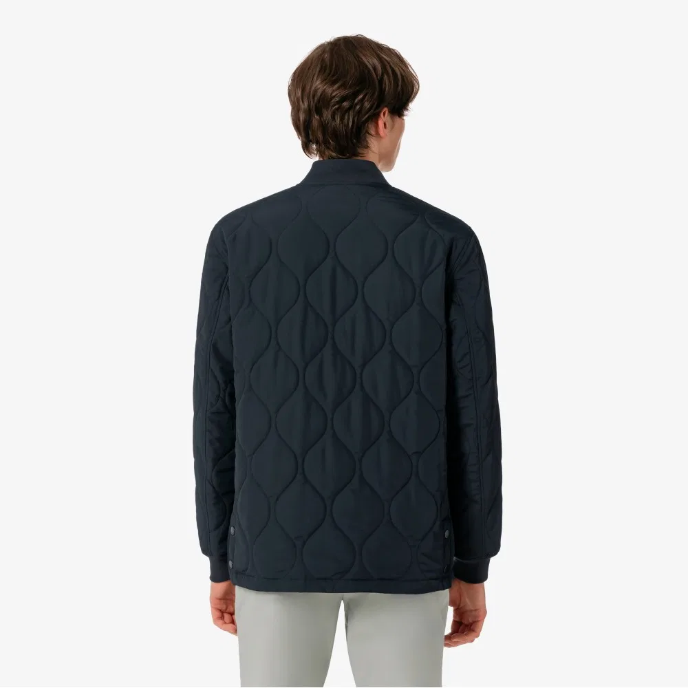 Мужская стёганая куртка-бомбер с луковичным узором серая от Lacoste — фото 3