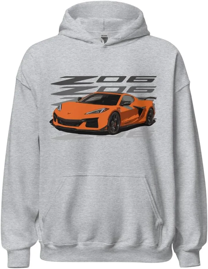 

Толстовка с капюшоном для владельцев Corvette Z06 Amplify Orange C8 JG Infinite