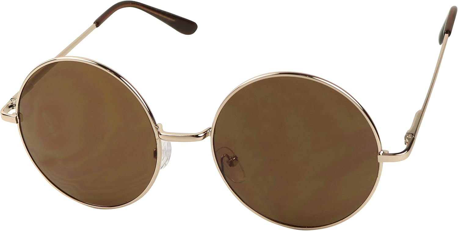 

Солнцезащитные очки ShadyVEU в стиле ретро, ​​большие круглые, с металлической оправой, в стиле 70-х. Классические солнцезащитные очки в стиле хиппи, Gold Frame / Brown Lens