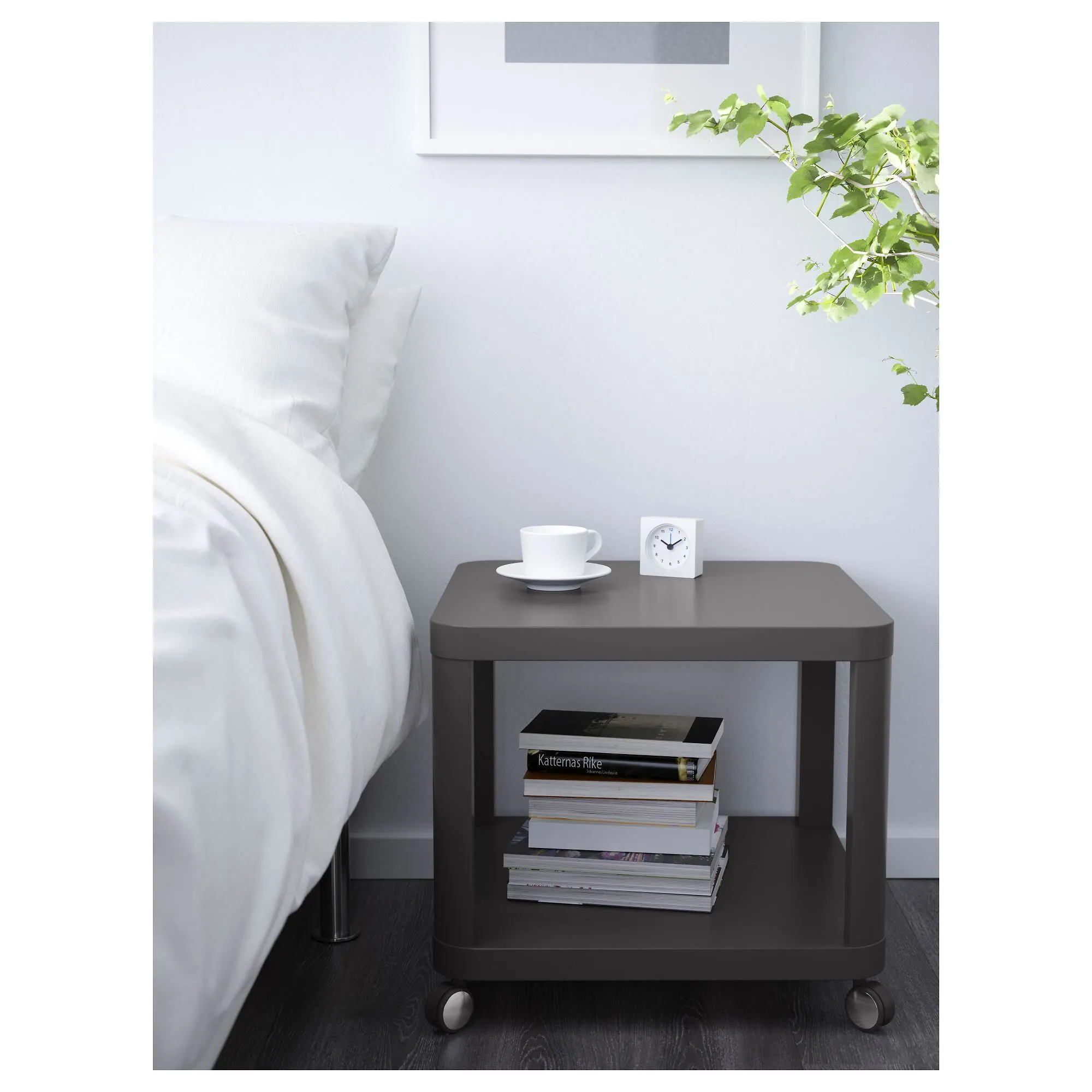 Приставной столик на колесиках, серый, 50x50 см, TINGBY IKEA — фото 4
