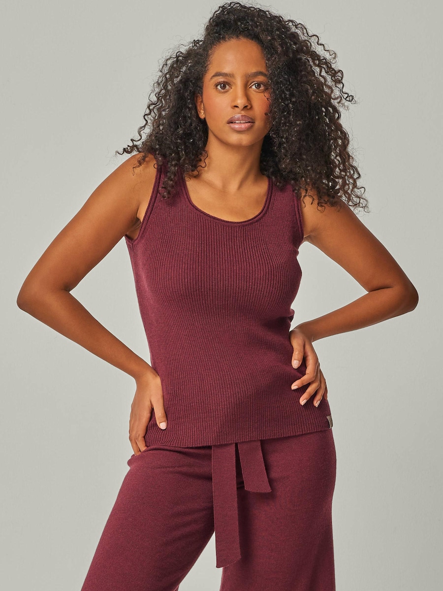 

Вязаный топ YOU LOOK PERFECT TOP BLOSSOM - Geripptes Merino Top mit Rundhals, бордовый