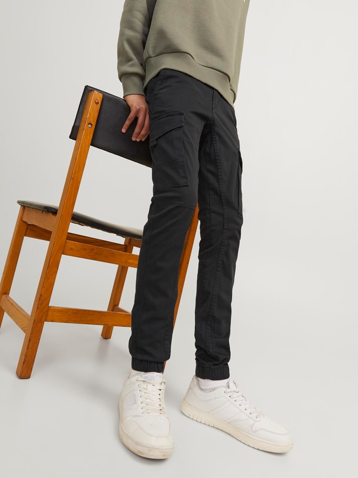 JACK & JONES Junior Брюки-карго "Paul" черного цвета — фото 4