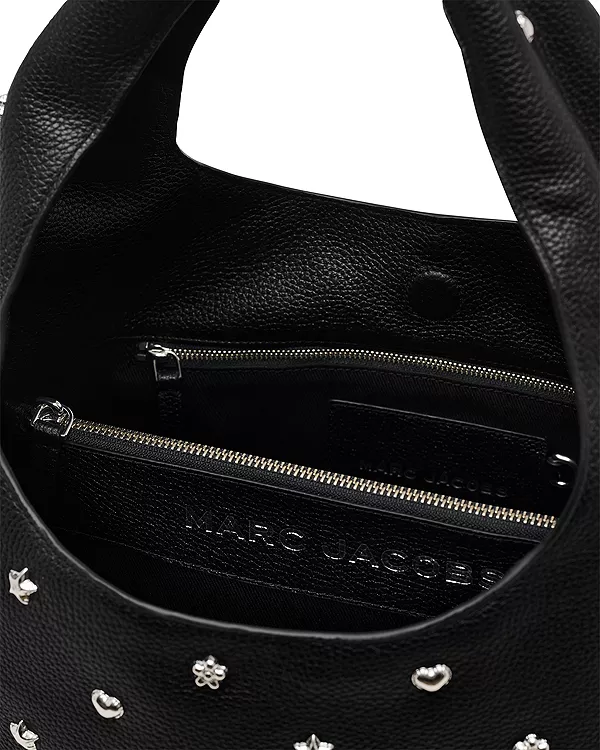Миниатюрная кожаная сумка-мешок Icon с заклепками Marc Jacobs, черный — фото 3