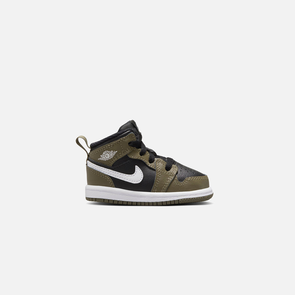 

Кроссовки Jordan TD Air Jordan 1 Mid, цвет Black/White/Medium Olive