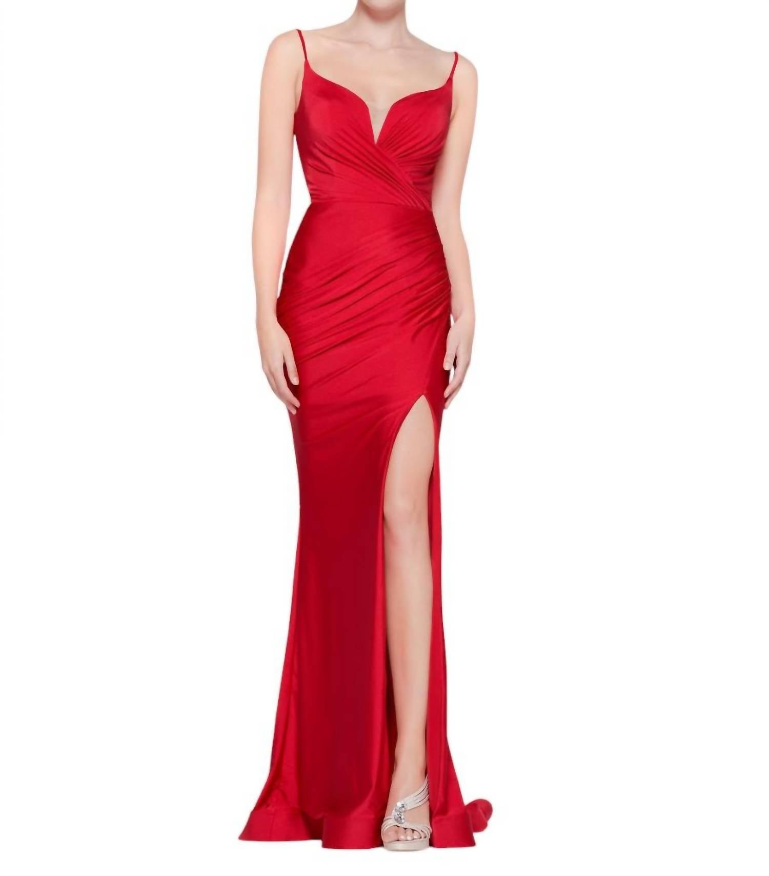 

Длинное платье из мягкого эластичного спандекса красного цвета COLORS DRESS